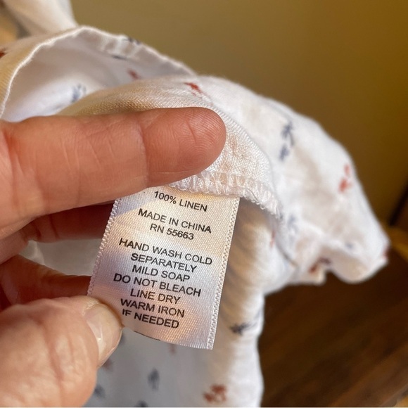 Forcynthia Beachwear 100% linen cover up - red, white, blue palm trees Large - Picture 4 of 5